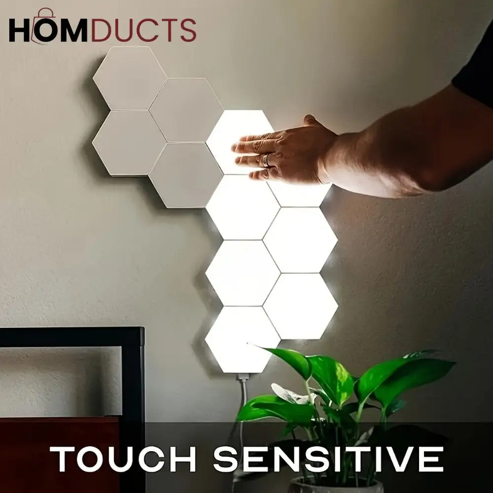 Quantum Hexagon LED Wall Lights – RGB Touch Sensor Modular Panels for Room & Gaming Decor – Battery Operated & Smart