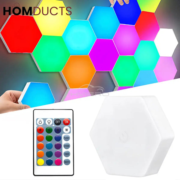 Quantum Hexagon LED Wall Lights – RGB Touch Sensor Modular Panels for Room & Gaming Decor – Battery Operated & Smart