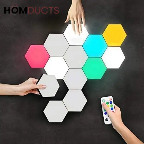 Quantum Hexagon LED Wall Lights – RGB Touch Sensor Modular Panels for Room & Gaming Decor – Battery Operated & Smart