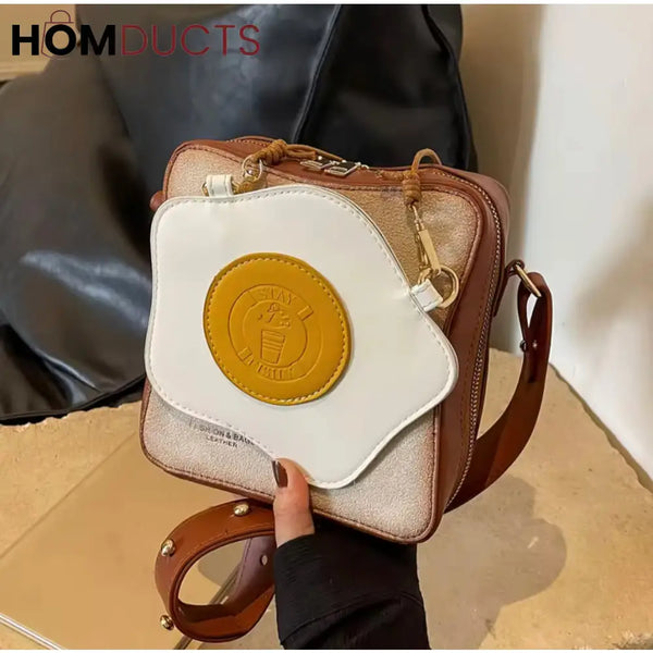 Quirky "Fried Egg Toast" Crossbody Bag - Unique & Fun Shoulder Bag