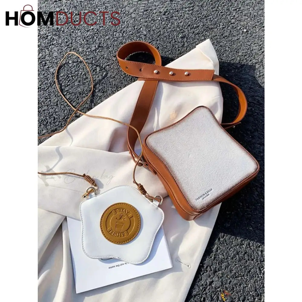 Quirky ’Fried Egg Toast’ Crossbody Bag - Unique & Fun Shoulder Bag