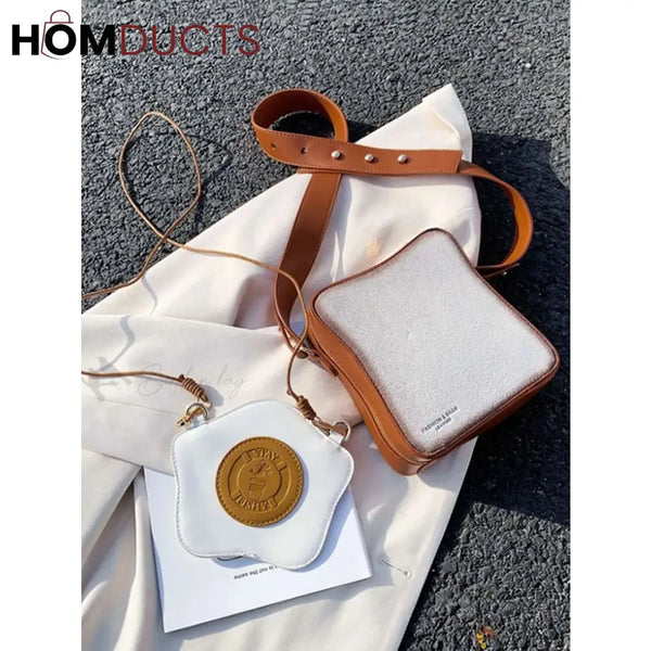 Quirky ’Fried Egg Toast’ Crossbody Bag - Unique & Fun Shoulder Bag