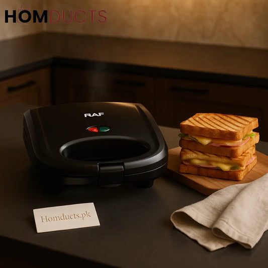 RAF 850W Non-Stick Sandwich Maker – Double-Sided Heating Press with Compact Design
