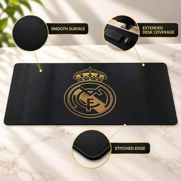 Real Madrid extended mousepad feature infographic