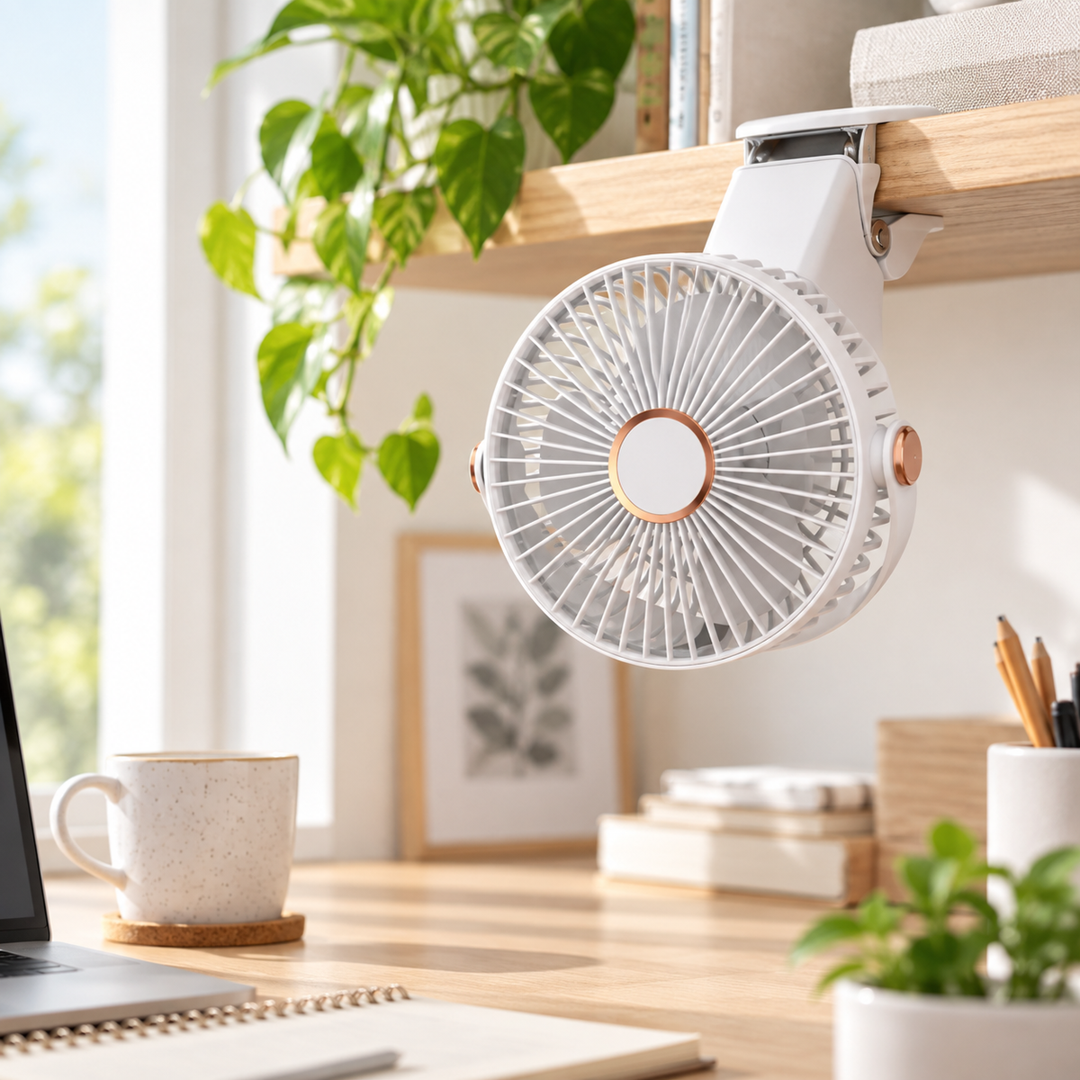 Rechargeable clip-on desk fan