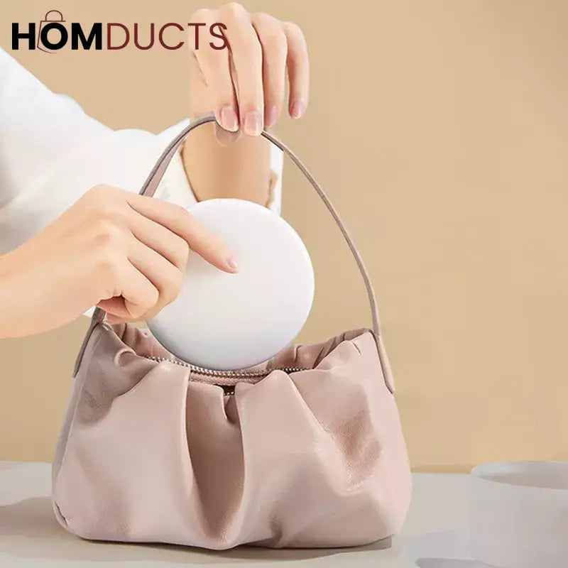 Rechargeable LED Lighted Compact Mirror – Portable Makeup Mirror with Double-Sided Magnification & USB Charging
