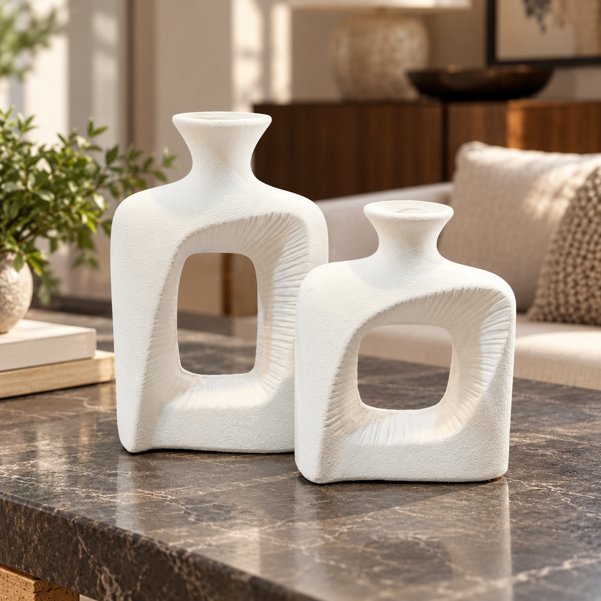 Modern Rectangular Arch Decorative Vase Set – 2 Pieces