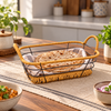 Rectangular Cane-Style Roti Serving Basket styled in a premium kitchen setting