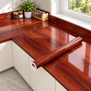 Reddish wood grain self adhesive sheet