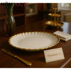 Regal Gold-Rimmed Ceramic Platter – Scalloped Edge Luxury Serving Dish