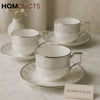Regal Silver Lace Porcelain Teacup & Dessert Plate Set – 6 Pcs
