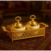 Regal Twin Golden Serving Bowl Set with Ornate Handles – Luxury Condiment Server