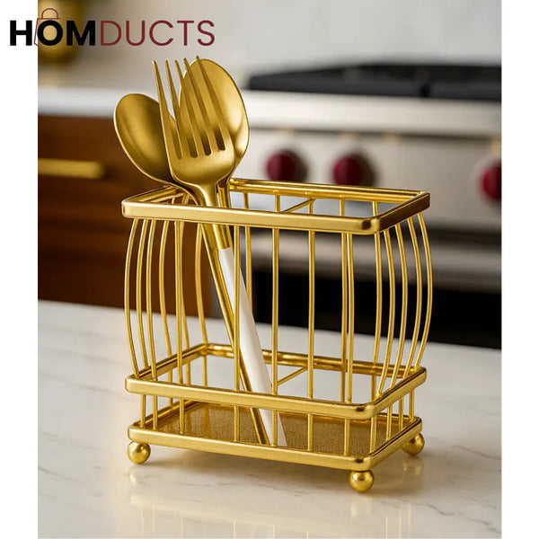 RegalGold™ Luxury Utensil Holder – Golden Cutlery Organizer for Kitchens