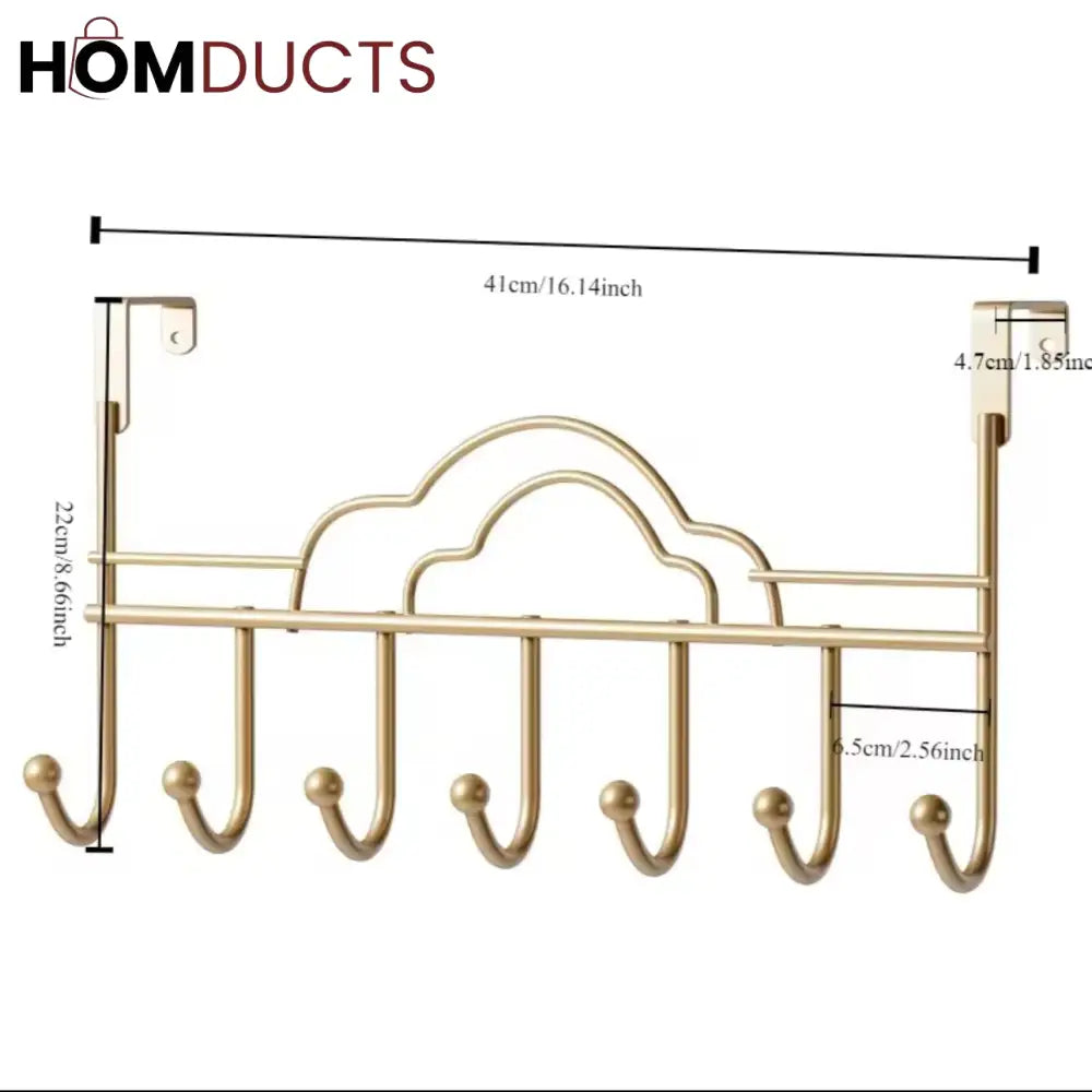 Regalia Luxe Over-the-Door Hook Rack – 7 Golden Hooks