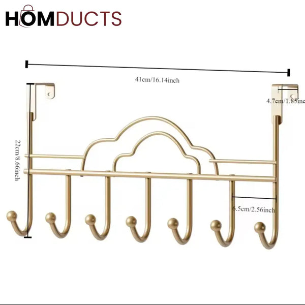 Regalia Luxe Over-the-Door Hook Rack – 7 Golden Hooks