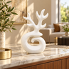 Abstract reindeer-inspired white ceramic decor sculpture