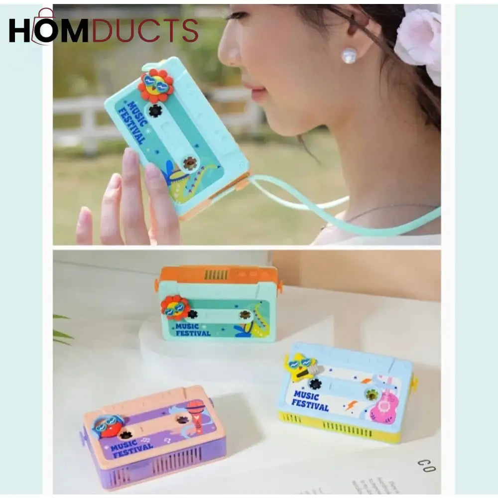 Retro Cassette Neck Fan & Voice Recorder - Stay Cool & Capture Ideas On the Go