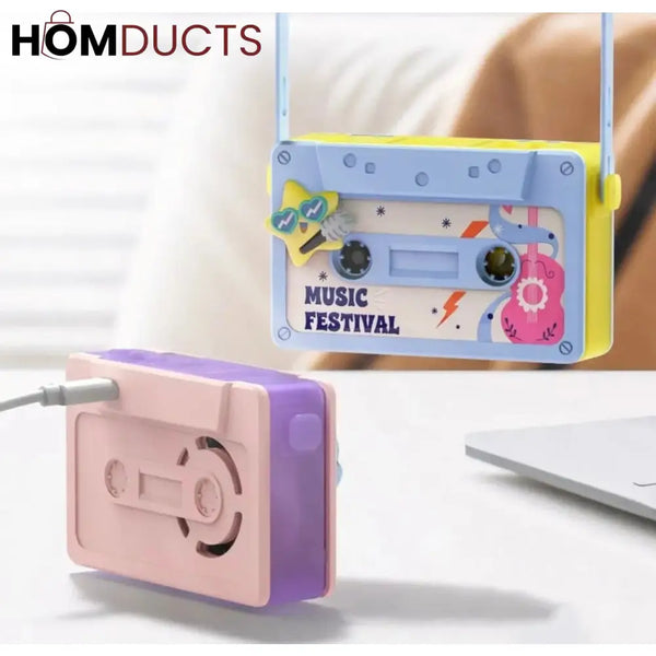 Retro Cassette Neck Fan & Voice Recorder - Stay Cool & Capture Ideas On the Go