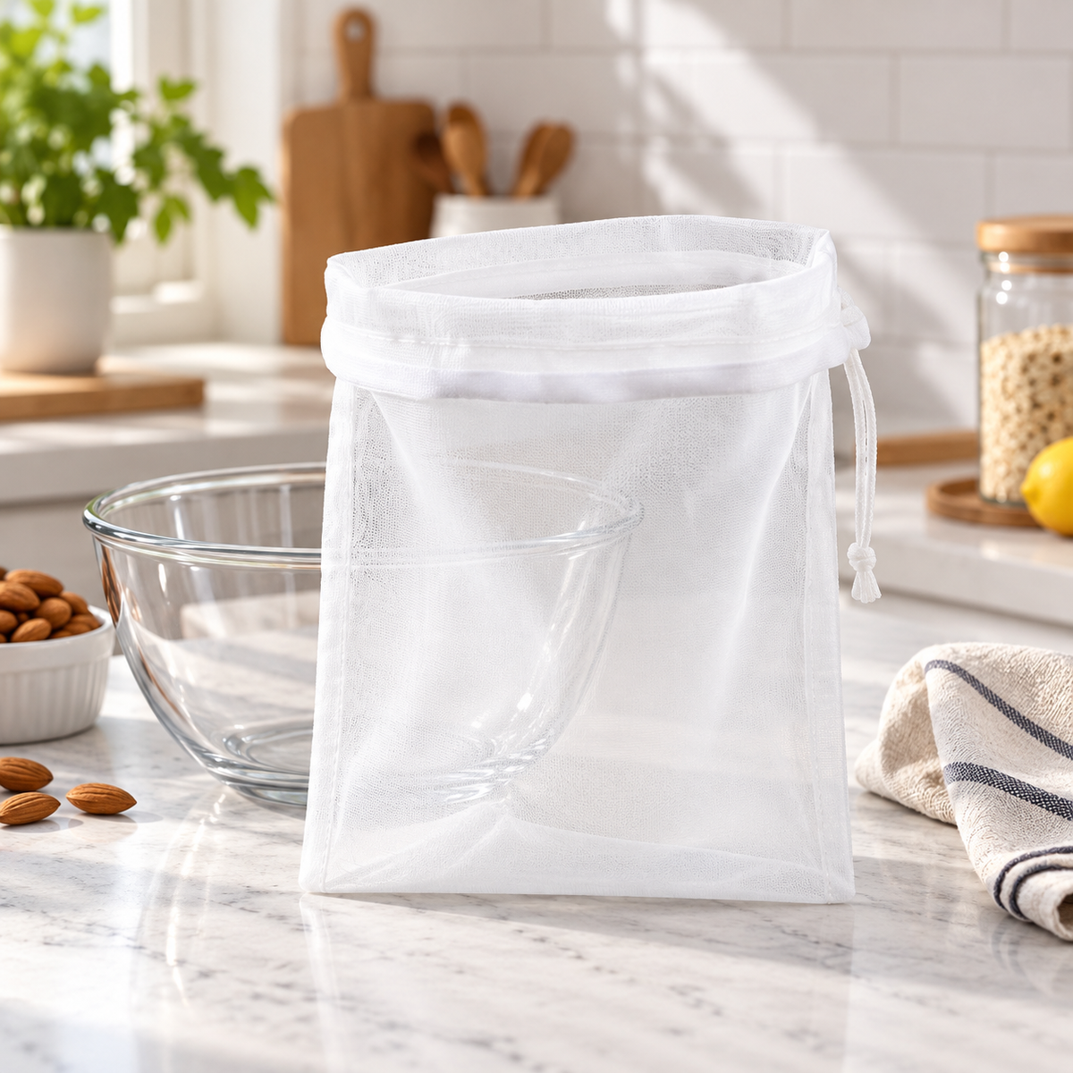 Reusable fine mesh yoghurt and food filter bag