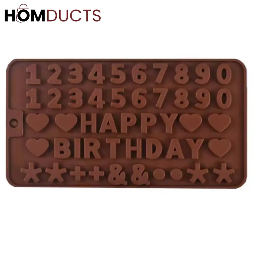 Reusable Silicone Birthday Chocolate & Cake Decorating Mold - Letters, Numbers & Shapes