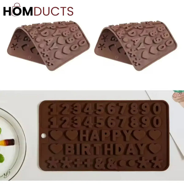 Reusable Silicone Birthday Chocolate & Cake Decorating Mold - Letters, Numbers & Shapes