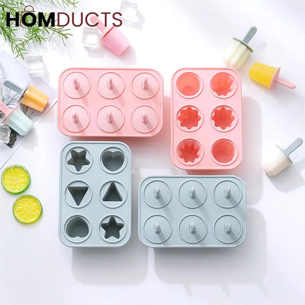 Reusable Silicone Popsicle Molds – 6-Shape Ice Pop Maker Tray BPA-Free & Easy Release