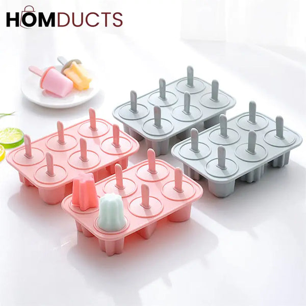 Reusable Silicone Popsicle Molds – 6-Shape Ice Pop Maker Tray BPA-Free & Easy Release