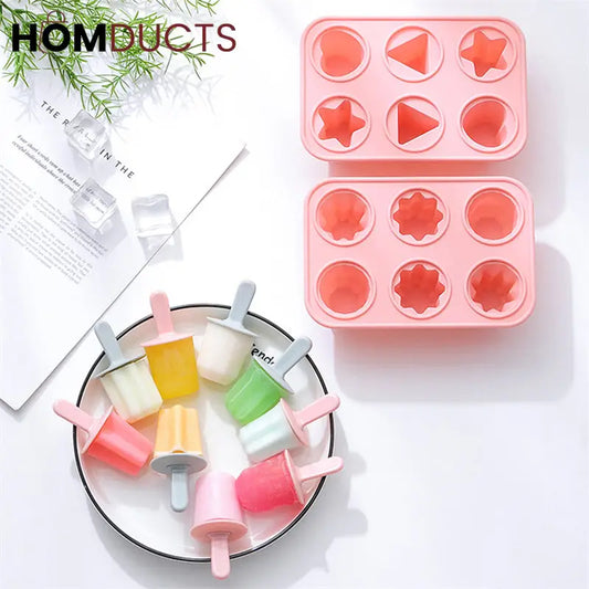 Reusable Silicone Popsicle Molds – 6-Shape Ice Pop Maker Tray BPA-Free & Easy Release