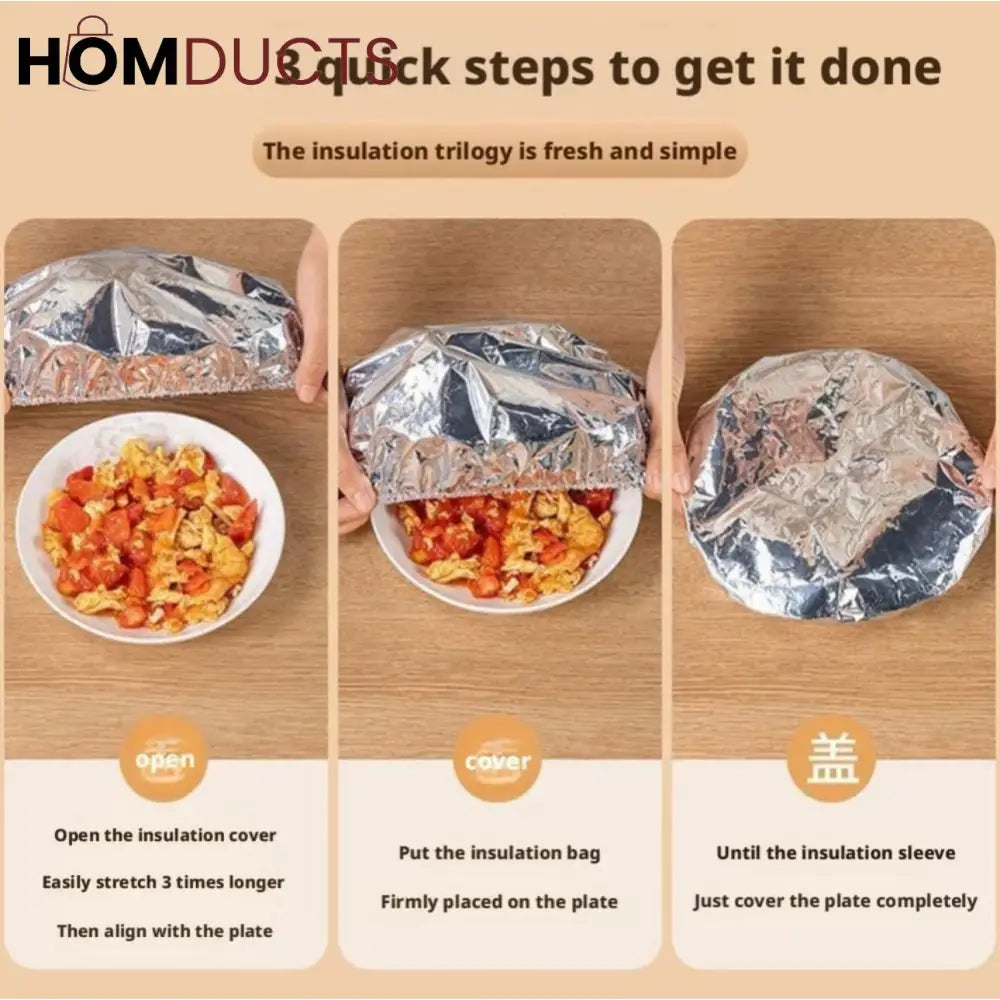 Reusable Thermal Food Covers – Heat-Insulating Aluminum Foil Lid (10pcs)