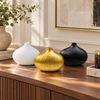 Ribbed round mini decorative vase in three colours