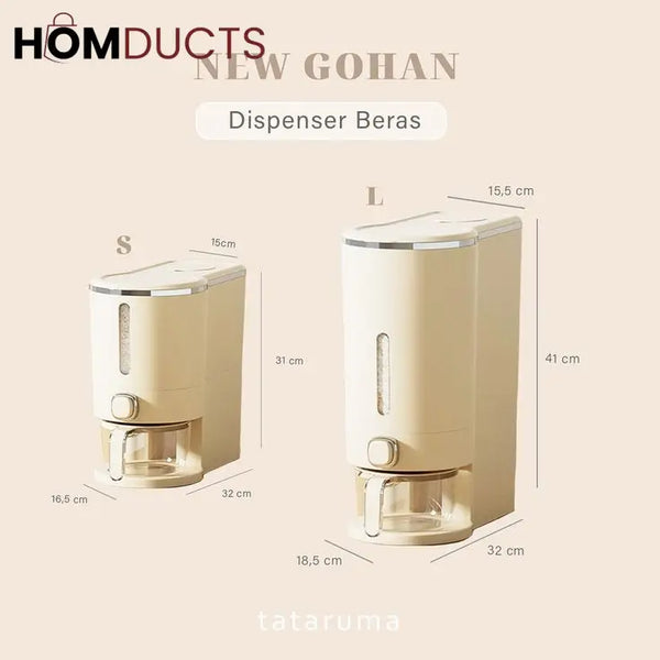 Rice Dispenser Container – Airtight Wall-Mounted Dry Food Storage with One-Touch Measuring Cup for Kitchen Pantry