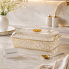 Acrylic Rectangular dish with lid-luxury Gold design serving and storage dish