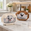 Cute Puppy Stainless Steel 2-Compartment Lunch Box with Transparent Lid – Kids Bento Food Container
