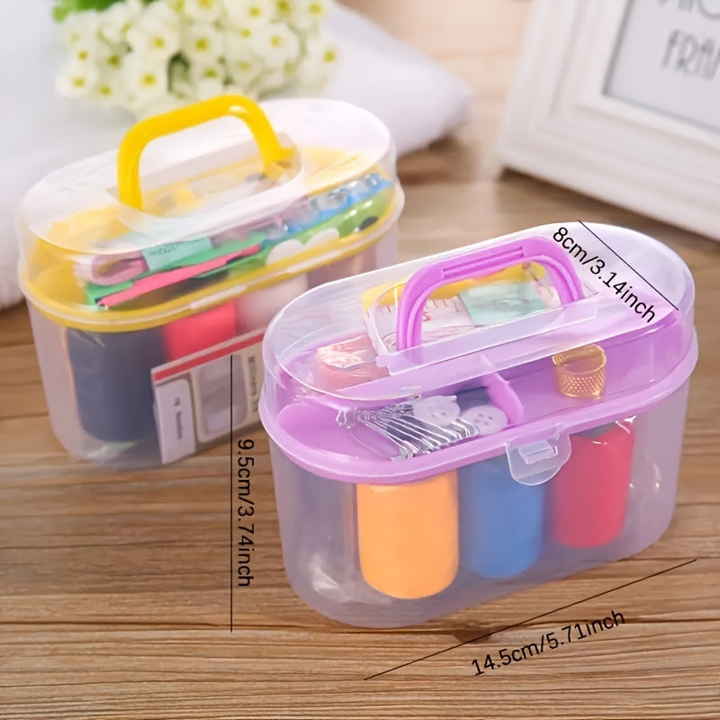 Portable Sewing Kit Organizer Box with Handle – Complete Travel Sewing & Stitching Storage Kit