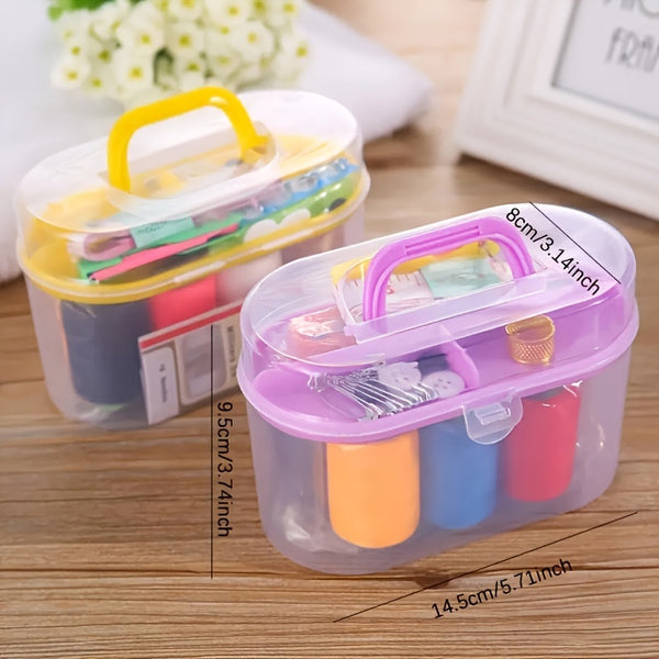 Portable Sewing Kit Organizer Box with Handle – Complete Travel Sewing & Stitching Storage Kit