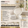 Danny Home Premium White Ceramic Marble Soap Dish with Gold Trim – Elegant Bathroom Accessory
