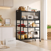 Multi-Functional Kitchen Storage Rack with Wheels – Metal Microwave, Dish & Vegetable Organizer Stand
