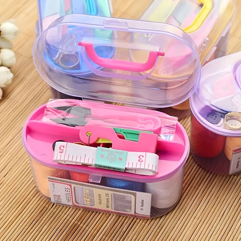 Portable Sewing Kit Organizer Box with Handle – Complete Travel Sewing & Stitching Storage Kit