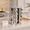 360° Rotating Stainless Steel Spice Rack with Glass Jars – Premium Kitchen Spice Organizer