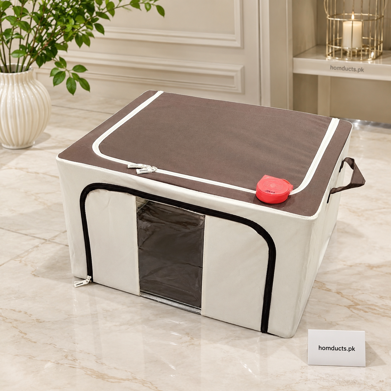 Giant 100L Foldable Fabric Storage Box with Metal Frame, Dual Zipper & See-Through Window