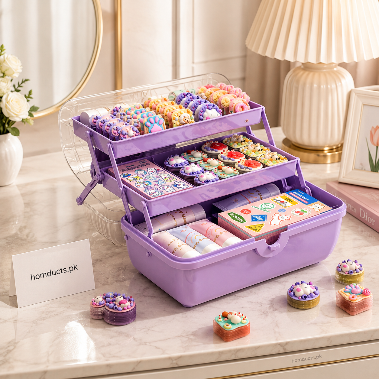 3-Layer Hair Accessories Storage Box with Transparent Cover & Portable Handle – Kids Jewelry & Hair Clip Organizer