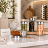 360° Rotating Stainless Steel Spice Rack with Glass Jars – Premium Kitchen Spice Organizer