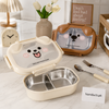 Cute Puppy Stainless Steel 2-Compartment Lunch Box with Transparent Lid – Kids Bento Food Container