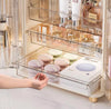 Luxury Acrylic Makeup Organizer Box with Drawers & Transparent Doors – Large Cosmetic Storage Cabinet for Skincare, Brushes & Beauty Essentials