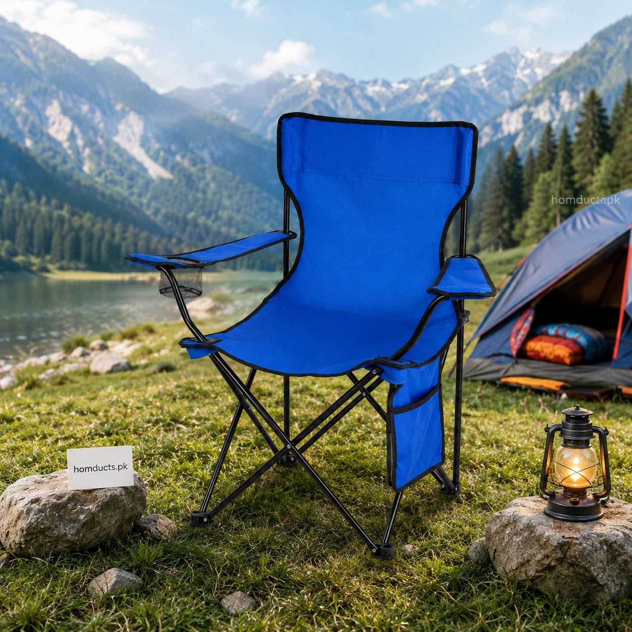 Premium Foldable Camping Chair with Cup Holder & Side Pocket – Portable Outdoor Chair for Camping, Fishing, Picnic & Sports
