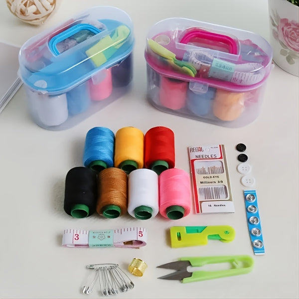 Portable Sewing Kit Organizer Box with Handle – Complete Travel Sewing & Stitching Storage Kit