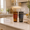 CASNO 450ML Borosilicate Glass Tumbler with Straw, Leak-Proof Lid & Silicone Sleeve – Reusable Sipper Cup