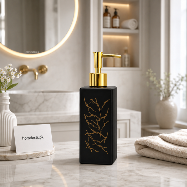 Luxury 320ML Marble Design Soap Dispenser with Gold Pump – Refillable Liquid Soap & Lotion Bottle