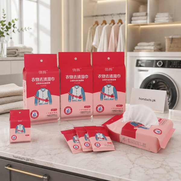 Pack of 20 Clothes Stain Remover Wet Wipes – Instant Fabric Cleaning & Spot Removal Wipes