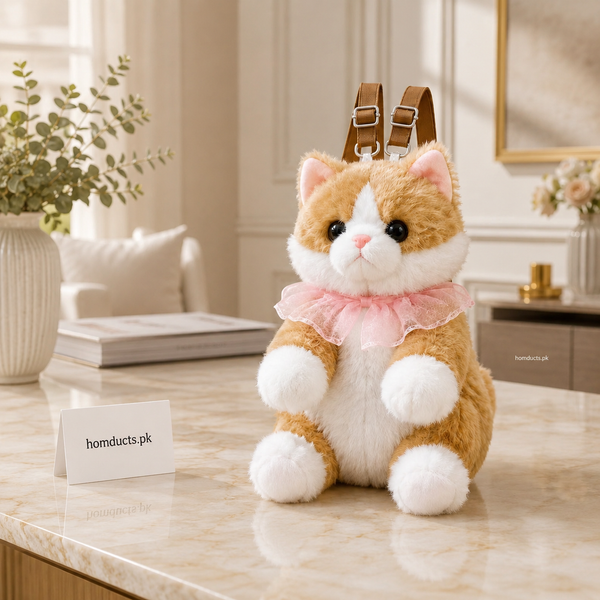 Cute Plush Cat Backpack for Girls – Soft Fluffy Kitty Shoulder Bag with Adjustable Straps